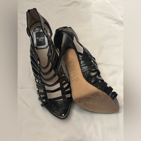 Dior Shoes - Dior Glossy Black Strappy Heels